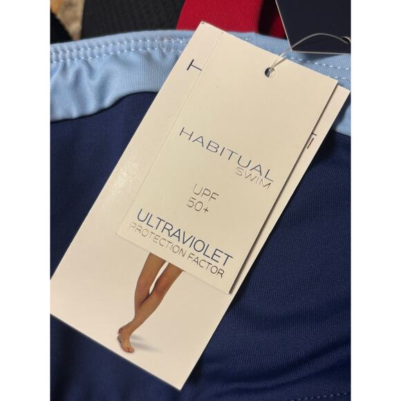 Habitual Swim Kids Color Block 2pc Swimsuit 12 Blue Red UPF 50+ Beach Vacation - Picture 5 of 8